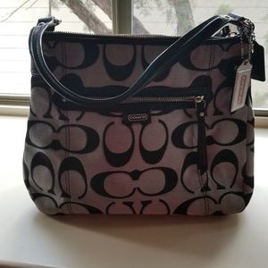 Black and silver coach handbag